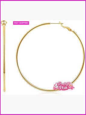14K Gold Plated Hoop Earrings with 925 Sterling Silver Post